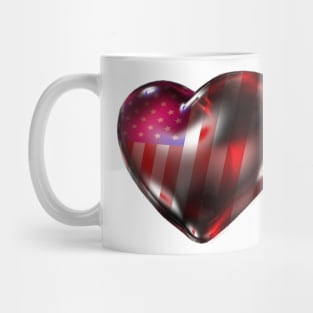 American 3d Horizontal Stars and Stripes Heart Mug